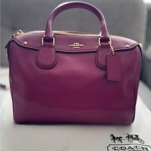 Coach Pebbled Leather Satchel — Berry Plum with Gold Hardware